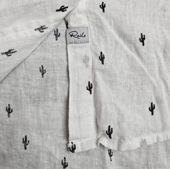 Rails Charli Black Cactus Linen Blend Button Down Shirt Women's XS - Picture 6 of 9